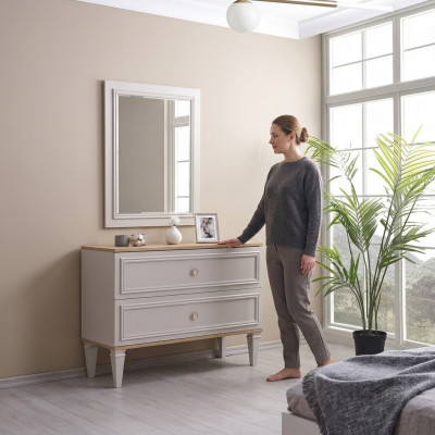 Kommode mat Spigel Schlofkummer Konsol Holz Gro Set 2tlg Modern.