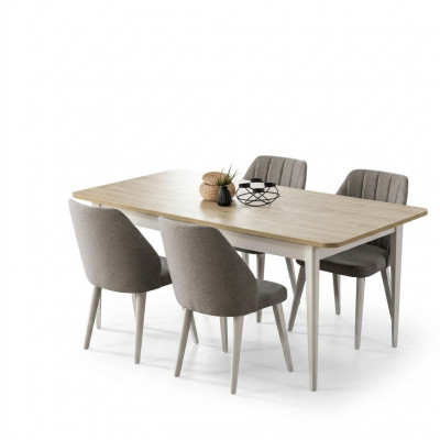 Iessgrupp Garnitur Iesszëmmer Iessdësch Set 7tlg Iesszëmmer Wäiss Holz