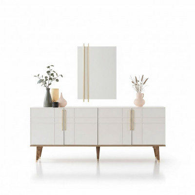 Anrichte Garnitur Sideboard mam Spigel Kommoden Iesszëmmer Holz Wäiss