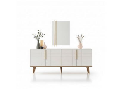 Anrichte Garnitur Sideboard mam Spigel Kommoden Iesszëmmer Holz Wäiss