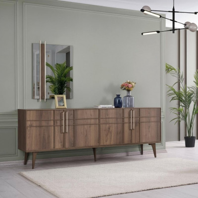 Garnitur Buffet mat Spigel Kommode Holz Braun Iesszëmmer