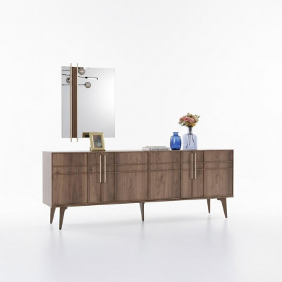 Garnitur Buffet mat Spigel Kommode Holz Braun Iesszëmmer