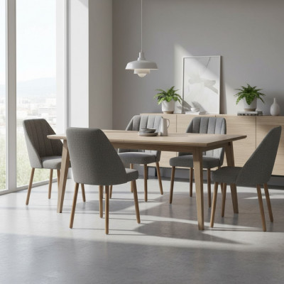 Iesszëmmerstull Grupp Set 6tlg Still Stoff Gro Iesszëmmer Setter