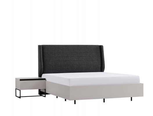 Schlofzëmmer Garnitur Duebelbett Bett Nuetsdëscher Holz Set 7tlg Wäiss
