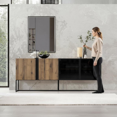 Anrichte Sideboard mat Spigel Grupp Kommode Holz Braun Iesszëmmer