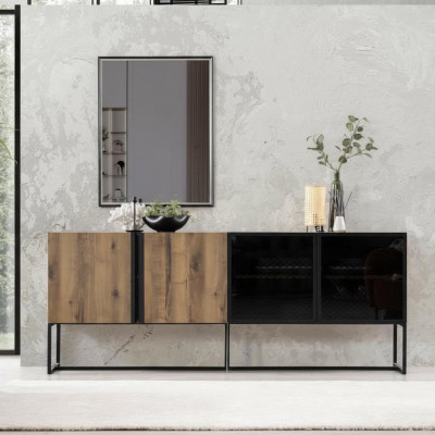 Anrichte Sideboard mat Spigel Grupp Kommode Holz Braun Iesszëmmer