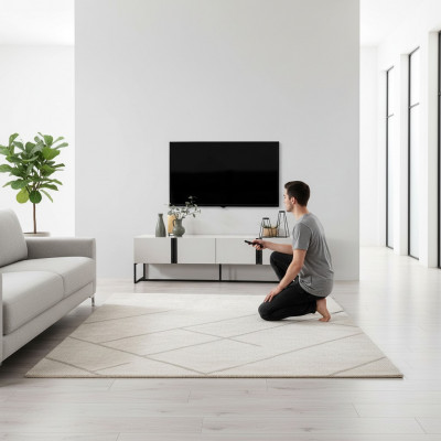 Sideboard TV Ständer Schafschratt RTV TV-Board Wunnzëmmer Wäiss Holz Modern