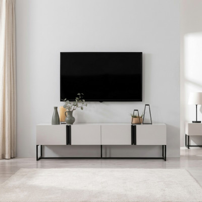 Sideboard TV Ständer Schafschratt RTV TV-Board Wunnzëmmer Wäiss Holz Modern
