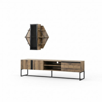 Grupp TV Ständer Schaf RTV Lowboard Wunnzëmmer Regaler Brong Holz