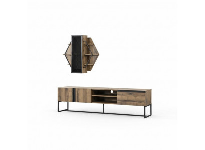 Grupp TV Ständer Schaf RTV Lowboard Wunnzëmmer Regaler Brong Holz