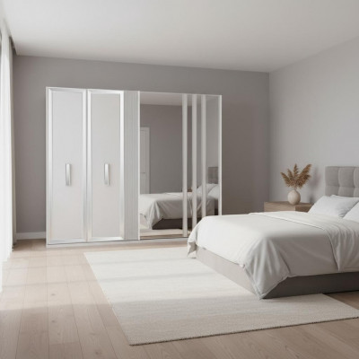 Luxus Schief Design Kleederschaf Spigel Grouss Wäiss Holz Modern