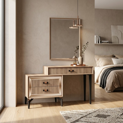 Luxus Friséiertisch Schminktisch Konsolendësch Kommode Set 2 Stéck Gold