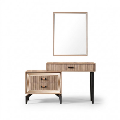Luxus Friséiertisch Schminktisch Konsolendësch Kommode Set 2 Stéck Gold