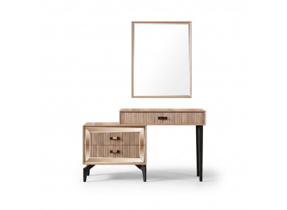 Luxus Friséiertisch Schminktisch Konsolendësch Kommode Set 2 Stéck Gold