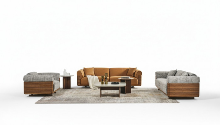 Soffagarnitur Komplett Canapé-Set Polstersofa Brong Stoff Stoffsofa