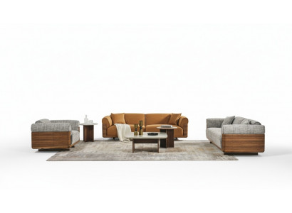 Soffagarnitur Komplett Canapé-Set Polstersofa Brong Stoff Stoffsofa