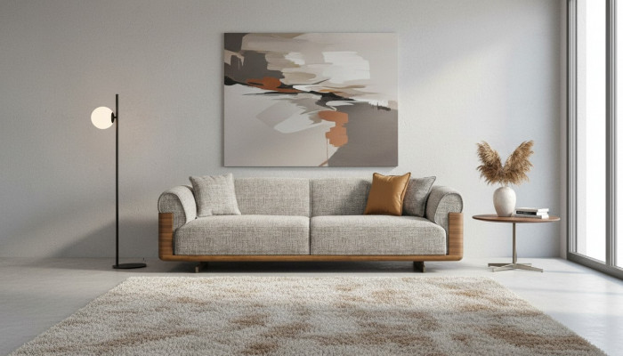 Dreiplatze Sofa 3 Sëtzer Polstersofa Gro Stoff Polyester Couch Modern
