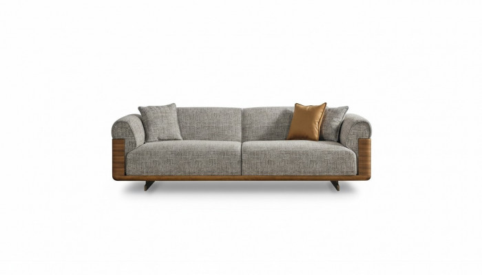 Dreiplatze Sofa 3 Sëtzer Polstersofa Gro Stoff Polyester Couch Modern