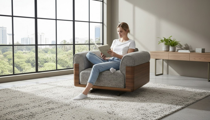 Fauteuil Stoffinski Fauteuil Sëtz Polyester Gro Wunnzëmmer Modern