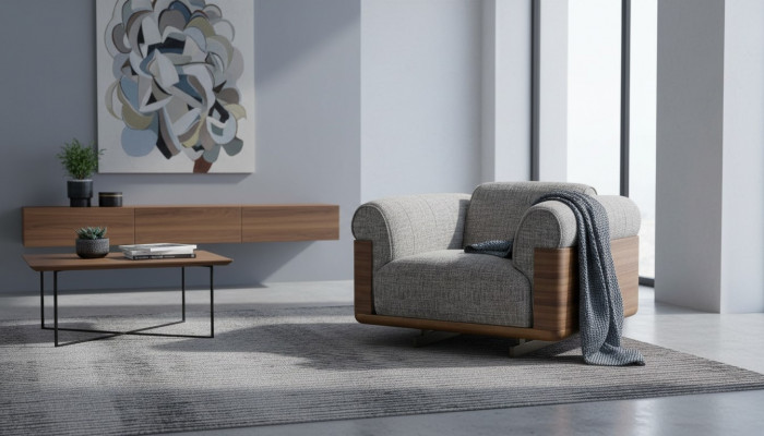Fauteuil Stoffinski Fauteuil Sëtz Polyester Gro Wunnzëmmer Modern