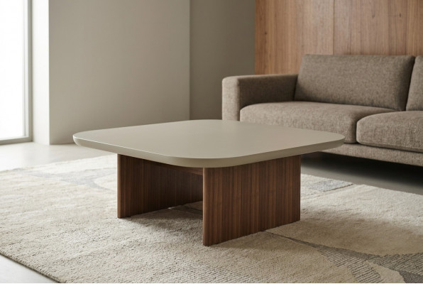 Canapé-Table Bësch-Table Wunnzëmmer Dësch Gro Holz Design Miwwelen