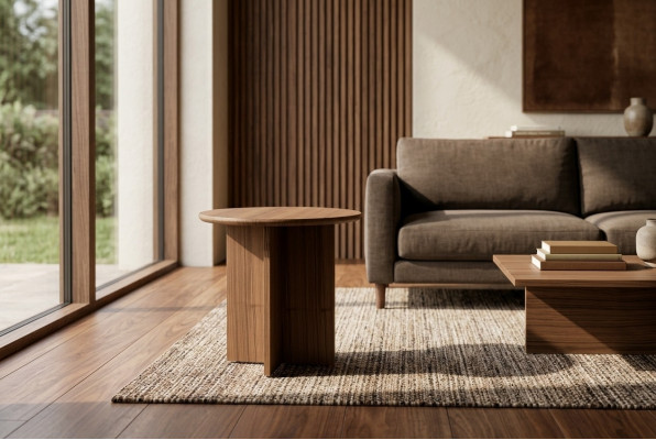 Beistelltisch Dësch Couchtisch Wunnzëmmer Brong Holz Design Miwwelen