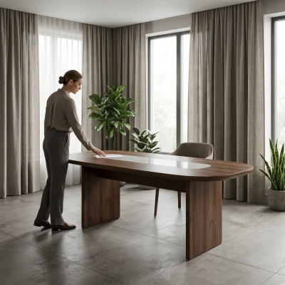 Iesszëmmerdësch Iessdësch Dësch Iessplaz Holz Braun Iesszëmmer 208 cm
