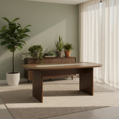 Iesszëmmerdësch Iessdësch Dësch Iessplaz Holz Braun Iesszëmmer 208 cm