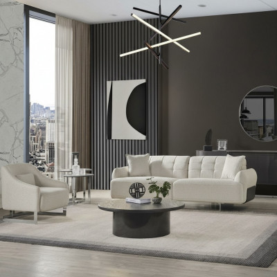 Luxus Couchen Polstersofa Wäiss Komplett Dräisëtzer Fauteuil 2stécker Canapéen