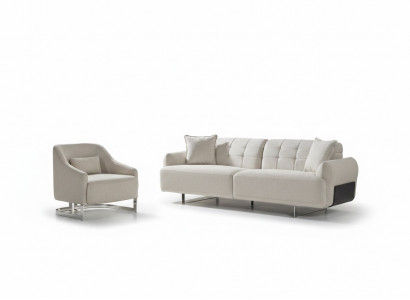 Luxus Couchen Polstersofa Wäiss Komplett Dräisëtzer Fauteuil 2stécker Canapéen