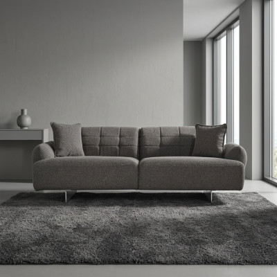 Dräisëtzer Sofa 3 Sëtzer Polstersofa Gro Stoff Polyester Canapé Modern Neien