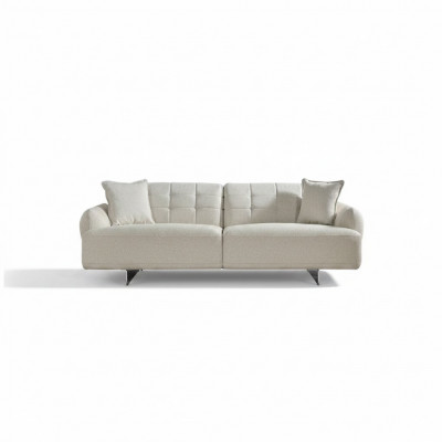 Canapé dräi-Sëtzer 3 Sëtzer Polstersofa Stoff Polyester Canapé Modern Wäiss