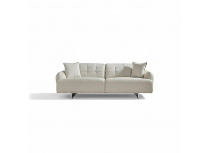 Canapé dräi-Sëtzer 3 Sëtzer Polstersofa Stoff Polyester Canapé Modern Wäiss