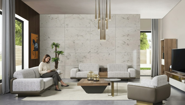 Grupp Canapéen Komplett Polstersofa Gro Stoffsofa Sofa-Garnitur 3tlg