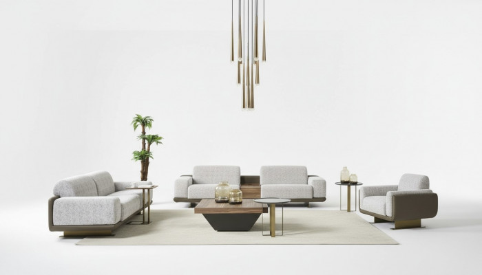 Grupp Canapéen Komplett Polstersofa Gro Stoffsofa Sofa-Garnitur 3tlg