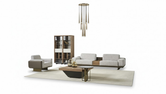 Garnitur Véiersëtzer Sofagarnitur Fotell Stoff Stoffsofa Modern Sofa