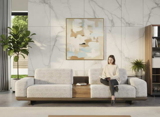 Viersëtz Sofa Couch 4 Sëtz Gro Stoff Modern Stoffsofa Polstersofa