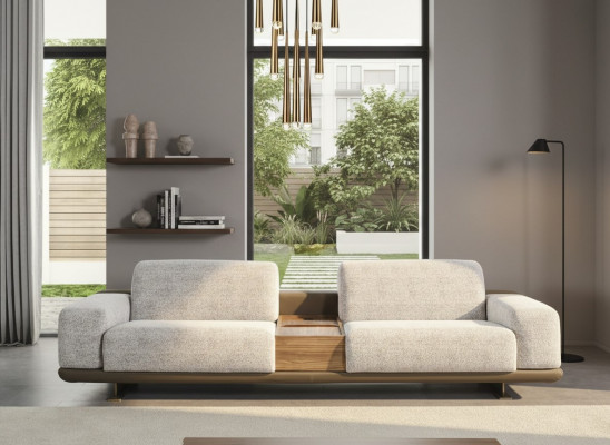Viersëtz Sofa Couch 4 Sëtz Gro Stoff Modern Stoffsofa Polstersofa
