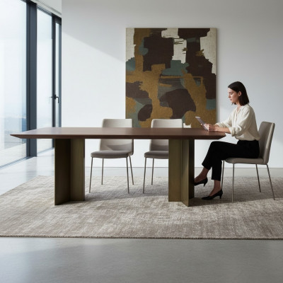 Iesszëmmerdësch Iessdësch Dësch Iesséck Iesszëmmer 208 cm Holz Brong Nei
