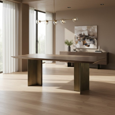Iesszëmmerdësch Iessdësch Dësch Iesséck Iesszëmmer 208 cm Holz Brong Nei