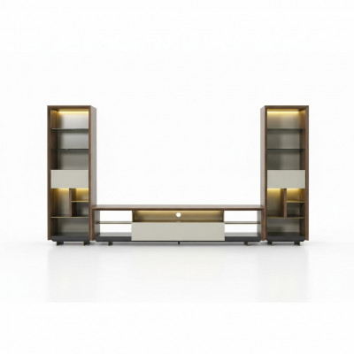 Wunnwand RTV Lowboard TV-Stänner Sideboard Schaf 3tlg Holz Brong.