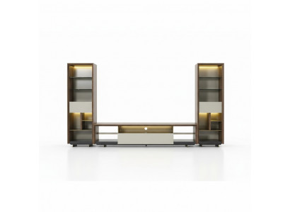 Wunnwand RTV Lowboard TV-Stänner Sideboard Schaf 3tlg Holz Brong.