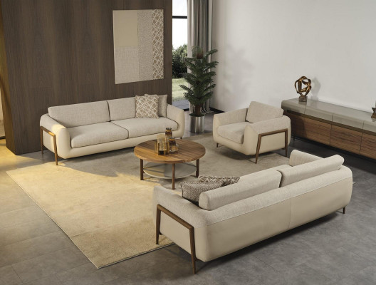 Luxus Couchen Polstersofa Beige Komplett Dräisëtzer Fotell 3tlg Sofas