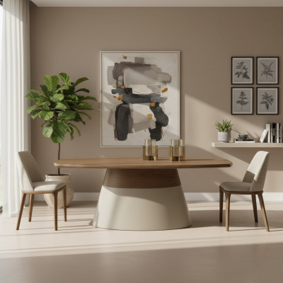 Gruppe Iesswénkel Iessgrupp Iessdësch Brong Holz Set 7 Deeler Iesszëmmerdësch