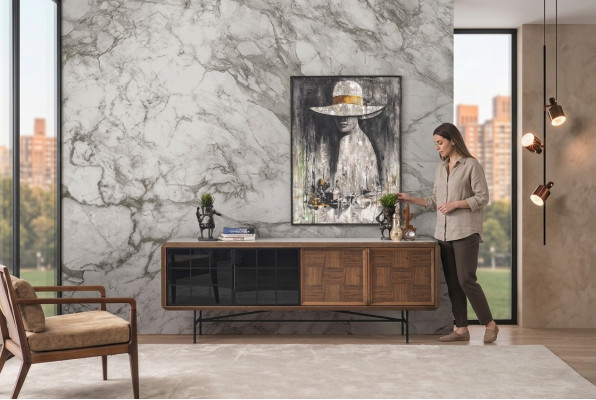 Dëschzëmmer Anrichte Sideboard Kommode Holz Braun Schaf Kommoden