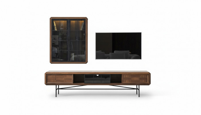 Gruppe RTV Lowboard TV-Stänn Sideboard Schaf 2tlg Holz Braun Regal