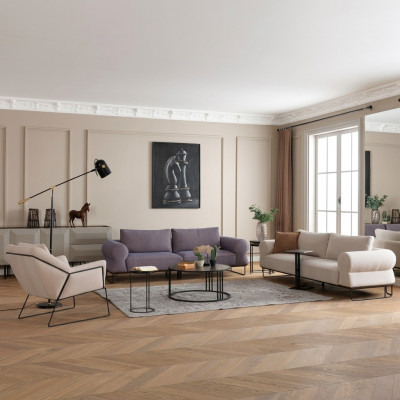 Luxus Komplet gestoffté Canapé-Sofa-Set Sofa-Set Wäiss Stoffsofa.