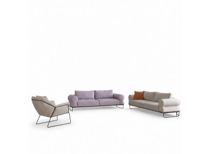 Luxus Komplet gestoffté Canapé-Sofa-Set Sofa-Set Wäiss Stoffsofa.