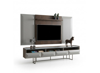 Grupp RTV Lowboard TV-Stänner Säitendësch Panel 2-Teileg Holzbriet Braun Regal