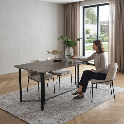 Iesszëmmer Iesseck Iessgrupp Iessdësch Set 7 Stéck Holz Brong Still Modern